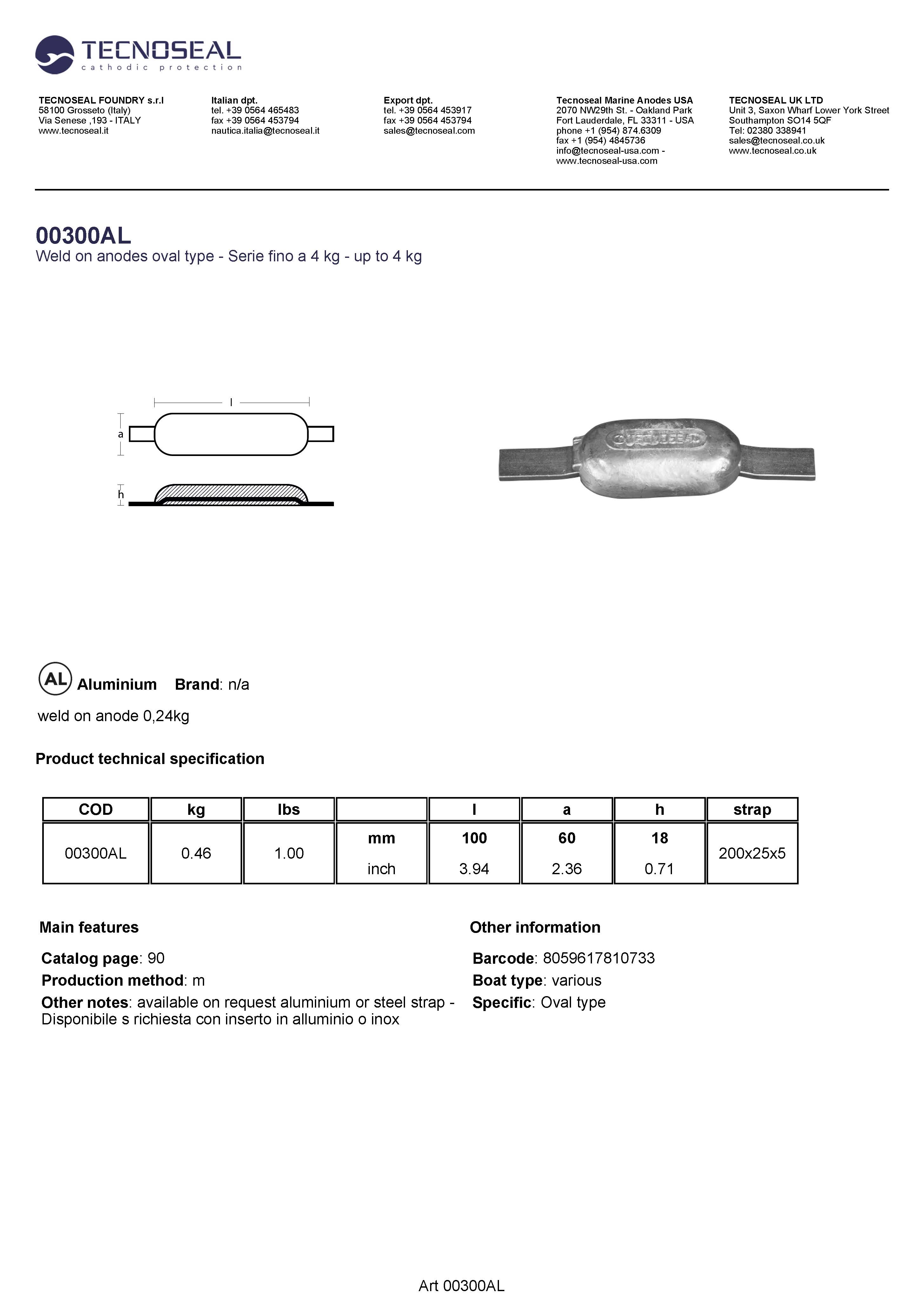 weld on anode 0,45kg - 00300al - 00300AL