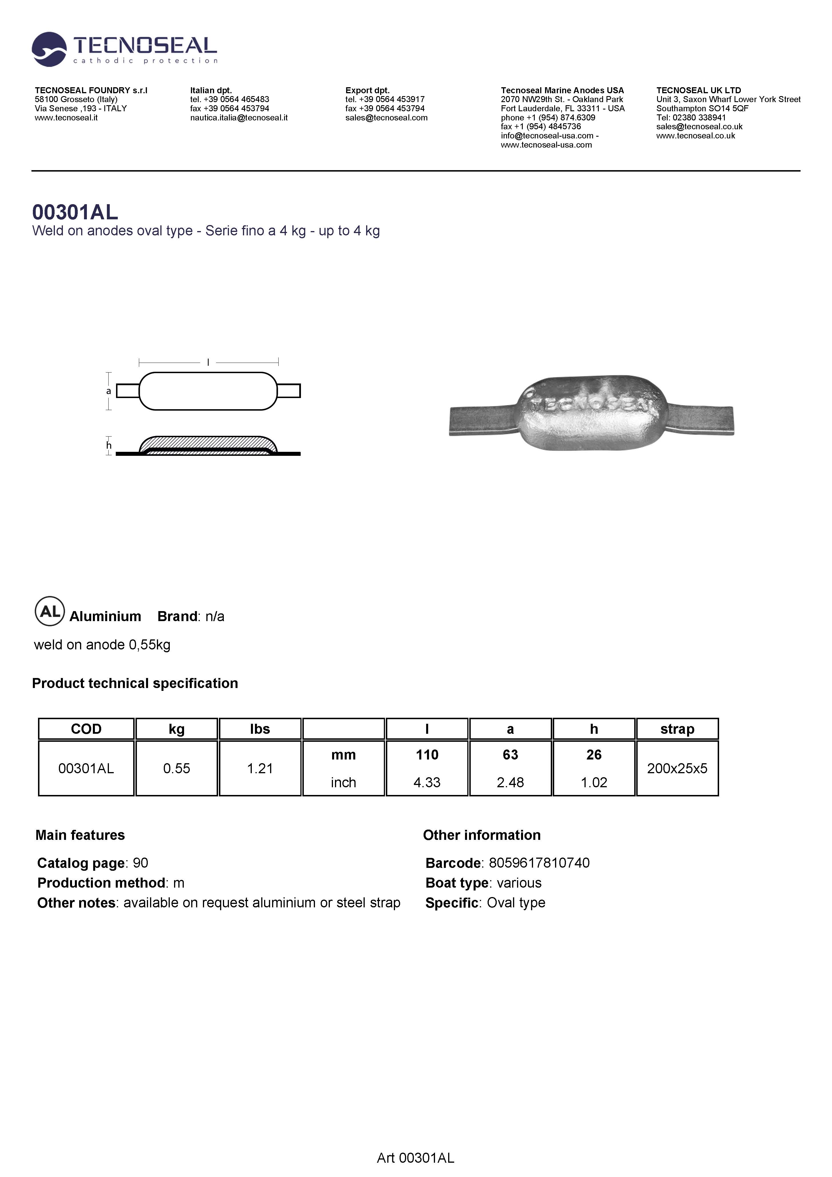 weld on anode 0,5kg - 00301al 1 - 00301AL