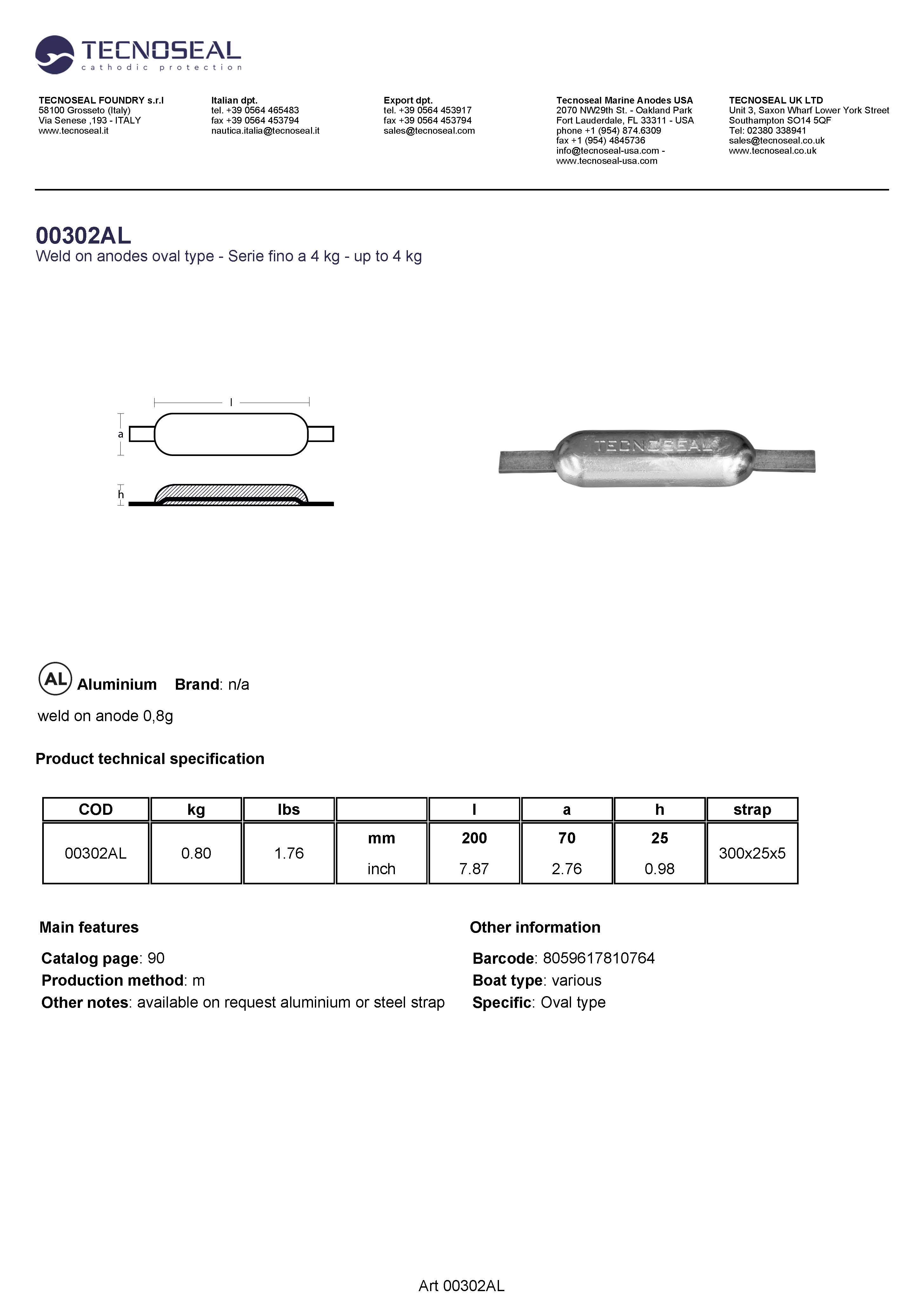 weld on anode 0,9kg - 00302al 1 - 00302AL
