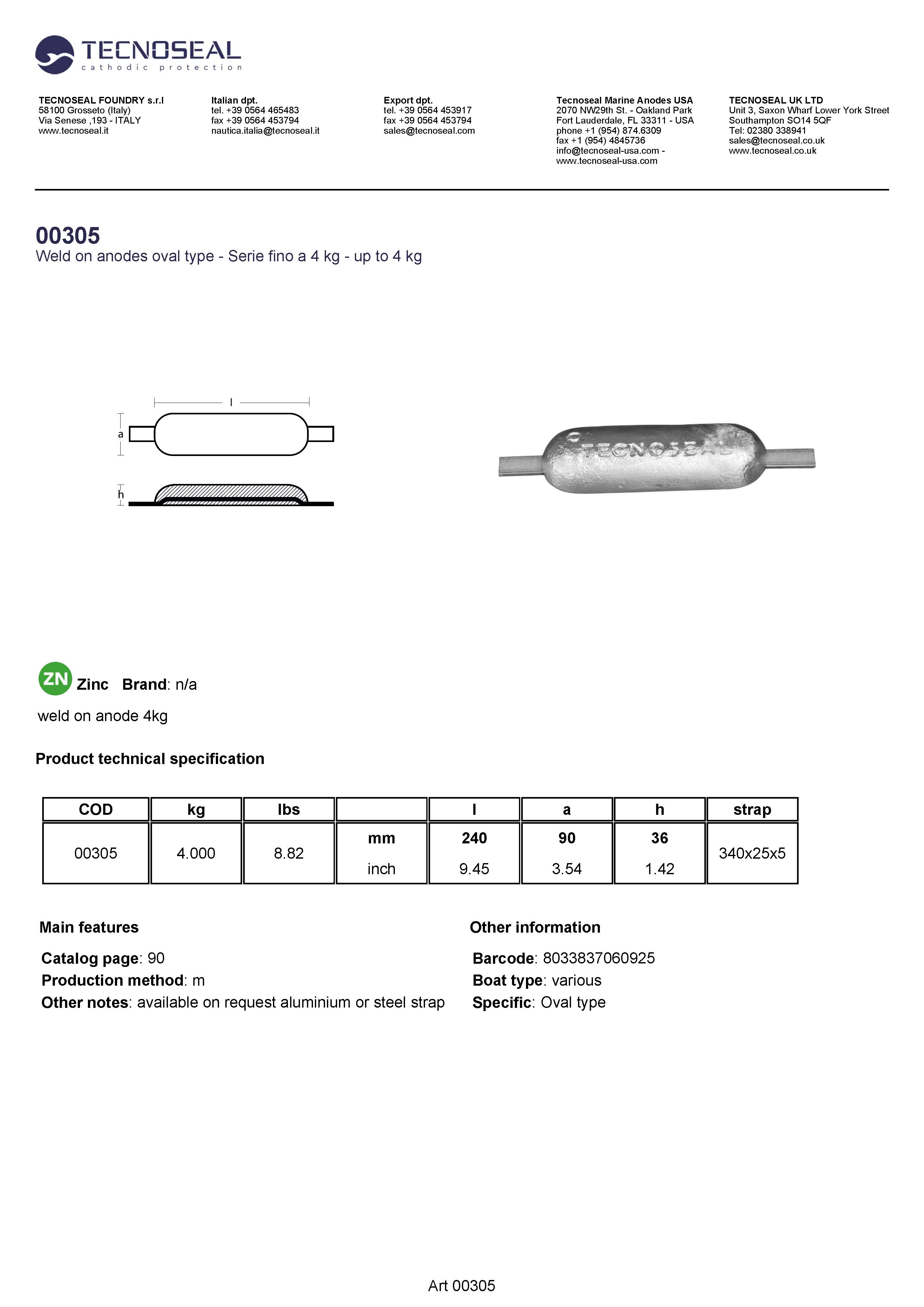 weld on anode 4kg - 00305 1 - 00305