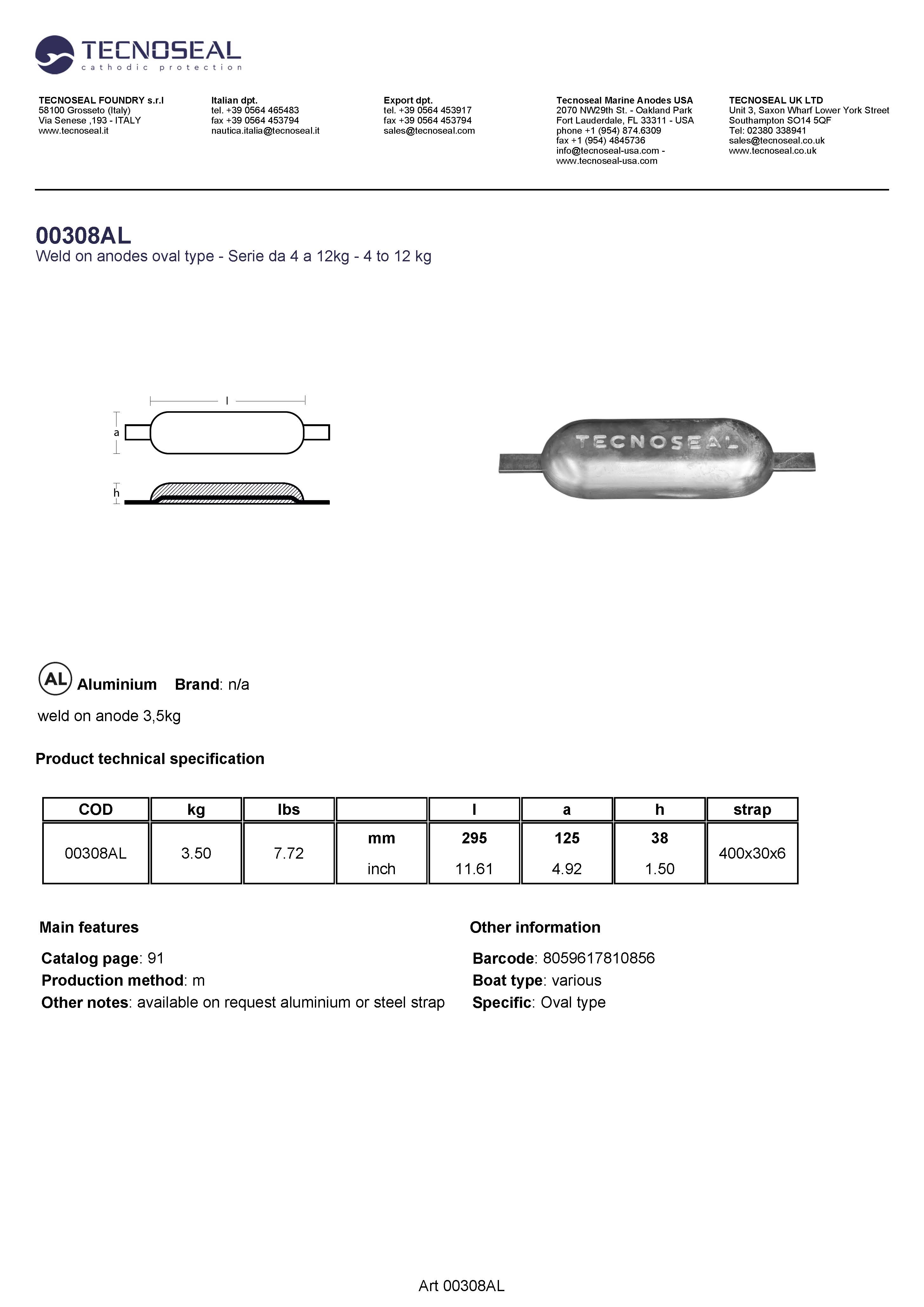 weld on anode 3,5kg - 00308al 1 - 00308AL