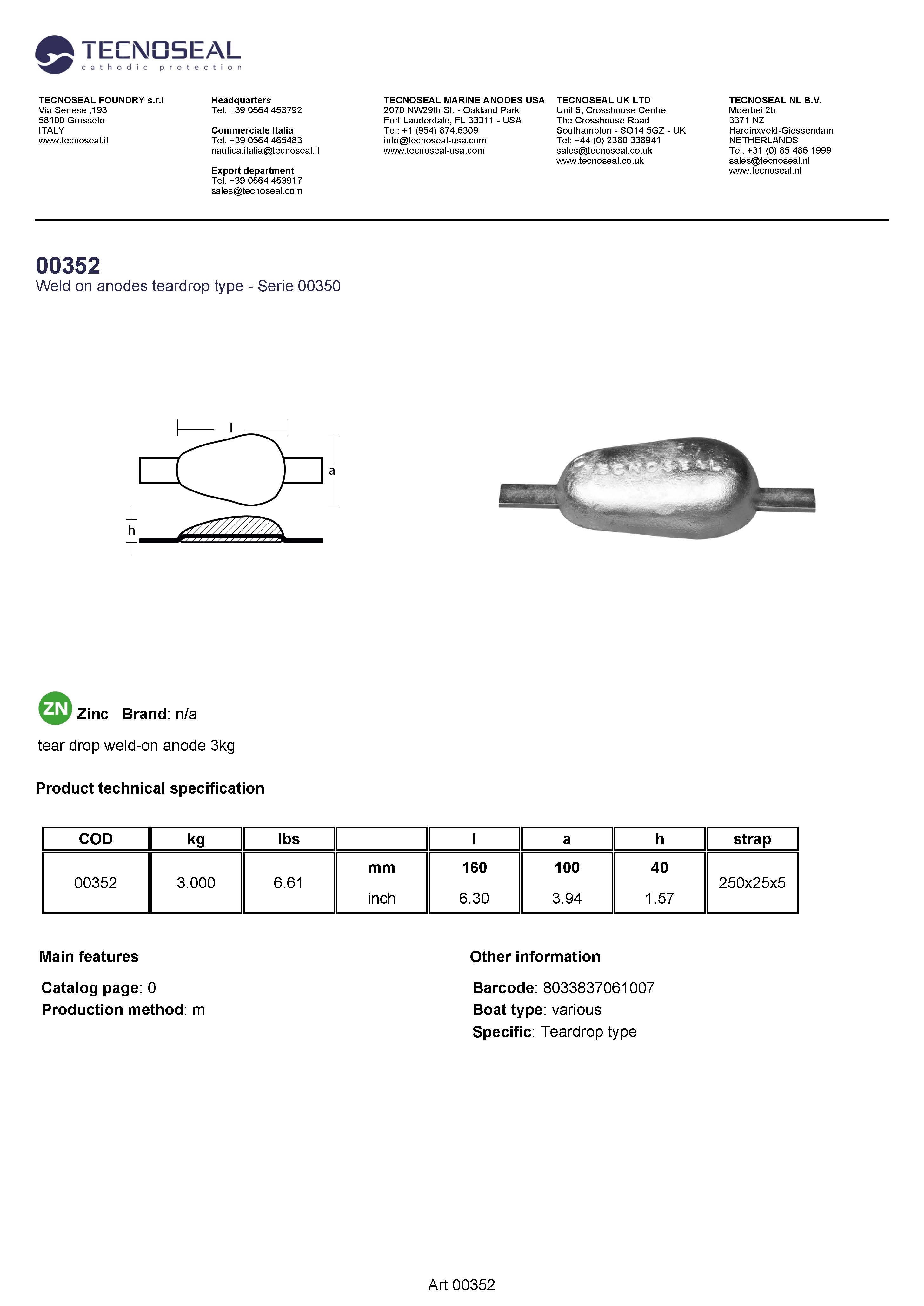 tear drop weld-on anode 3kg - 00352 2 - 00352