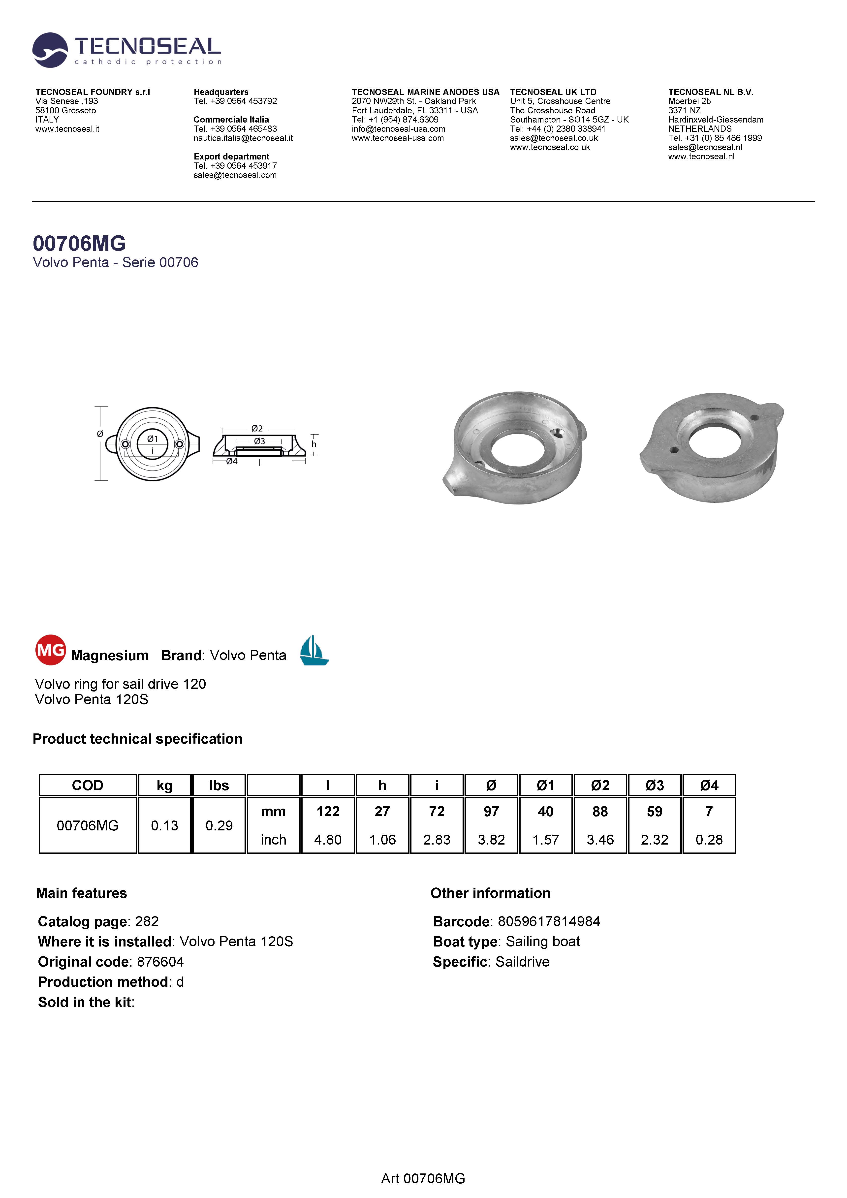 Volvo ring for sail drive 120 - 00706mg - 00706MG