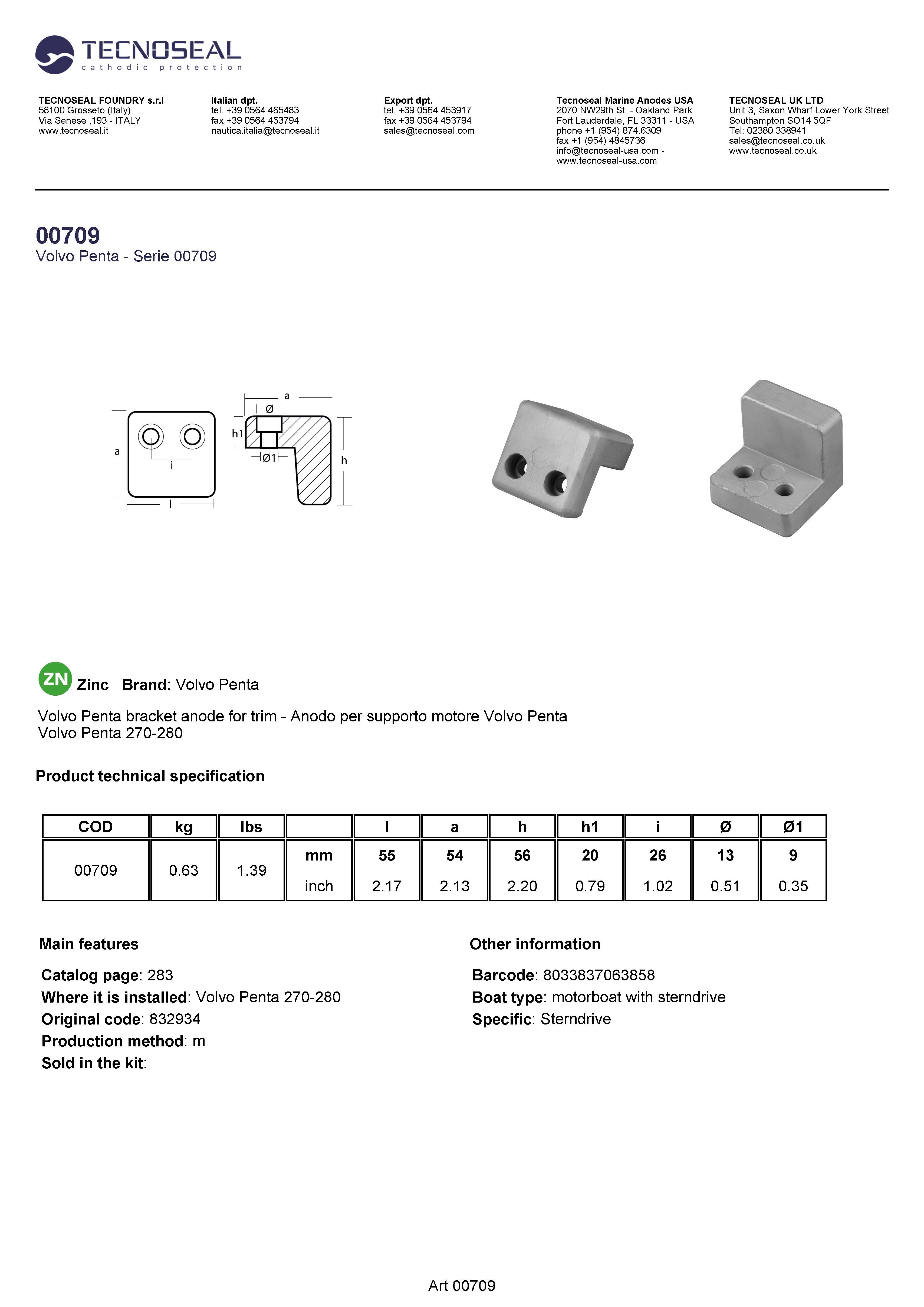 Volvo bracket for trim 270 - 00709 1 - 00709