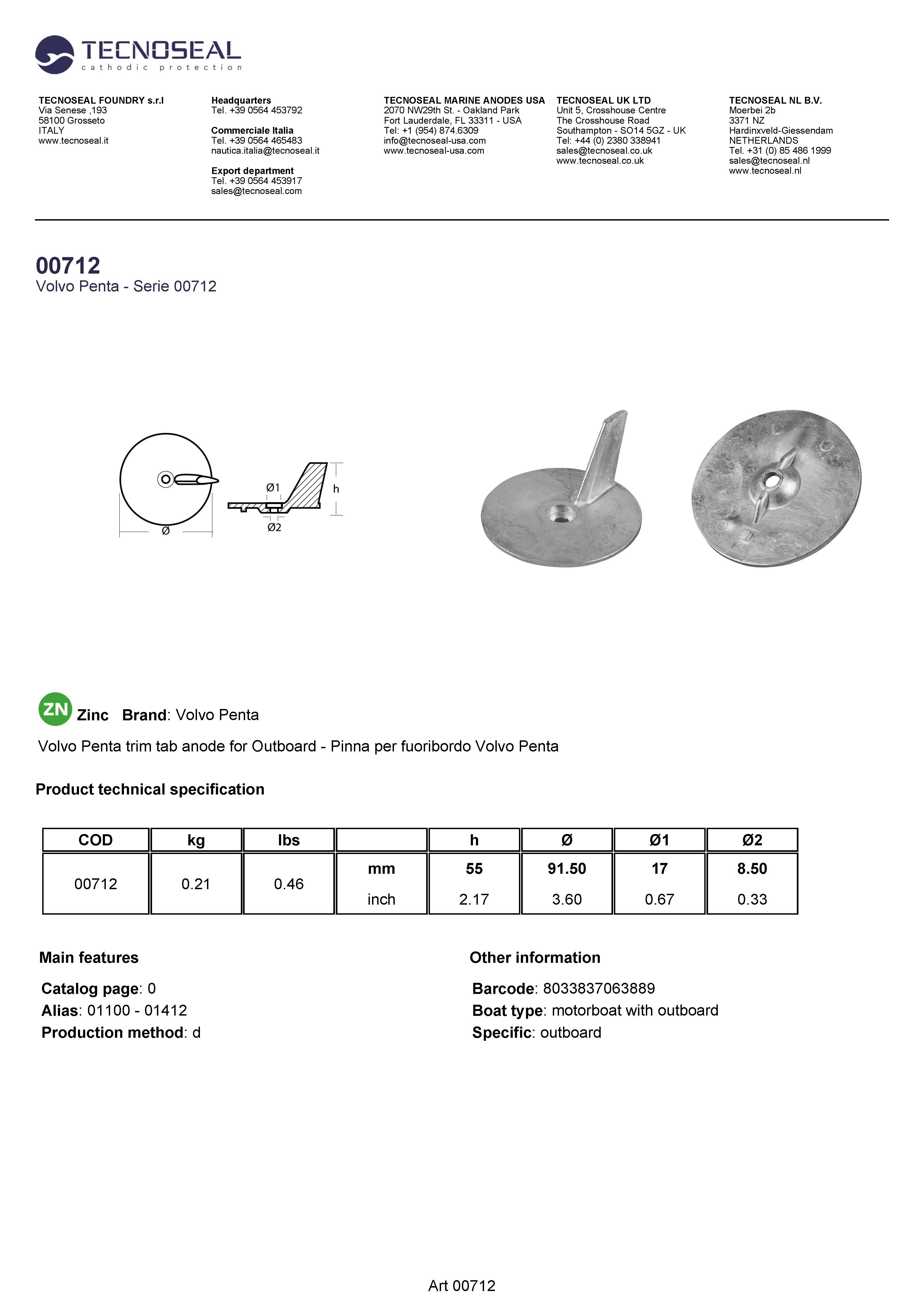 Volvo Skeg for Engines FB series - 00712 - 00712