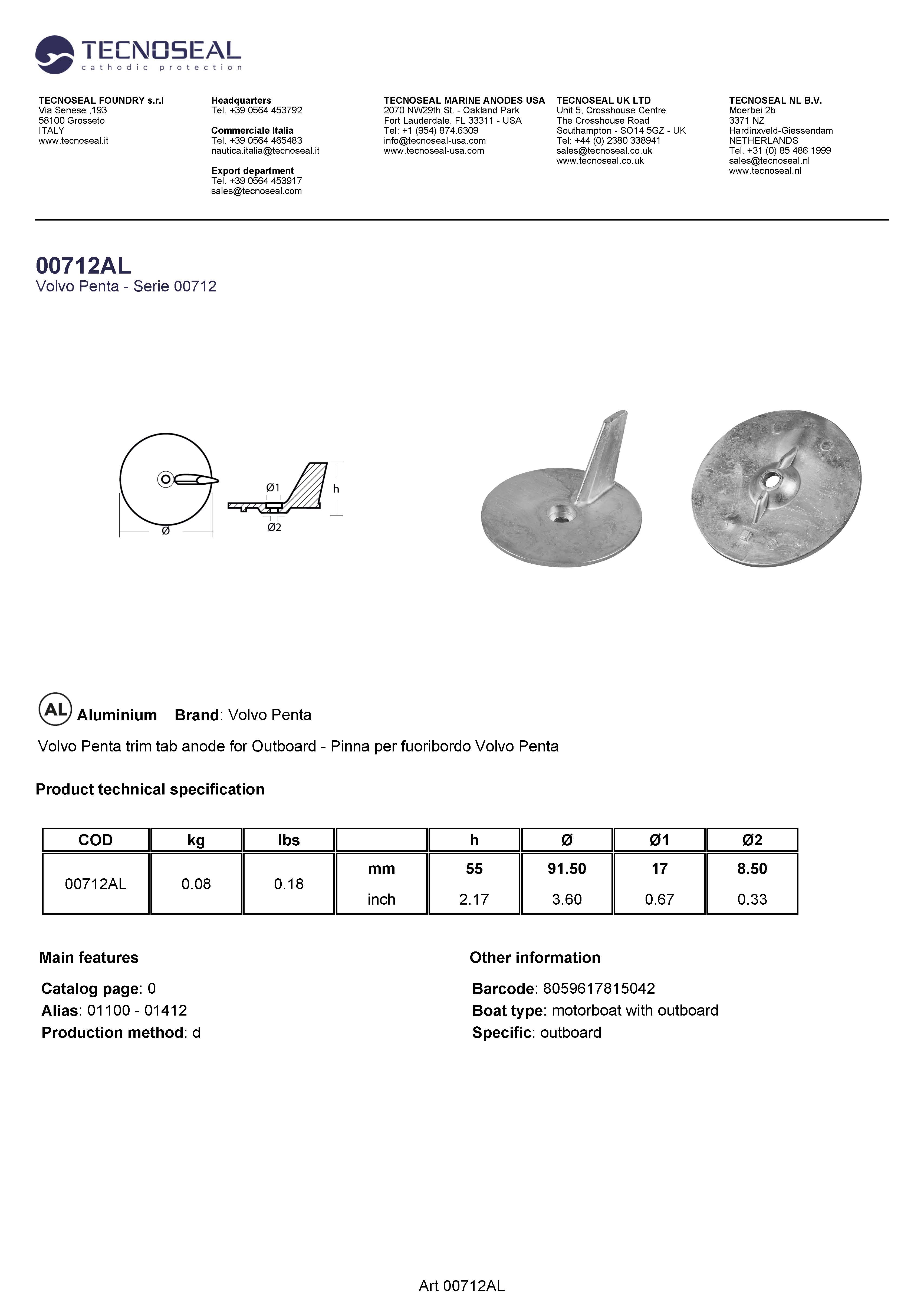 Volvo Skeg for Engines FB series - 00712al - 00712AL