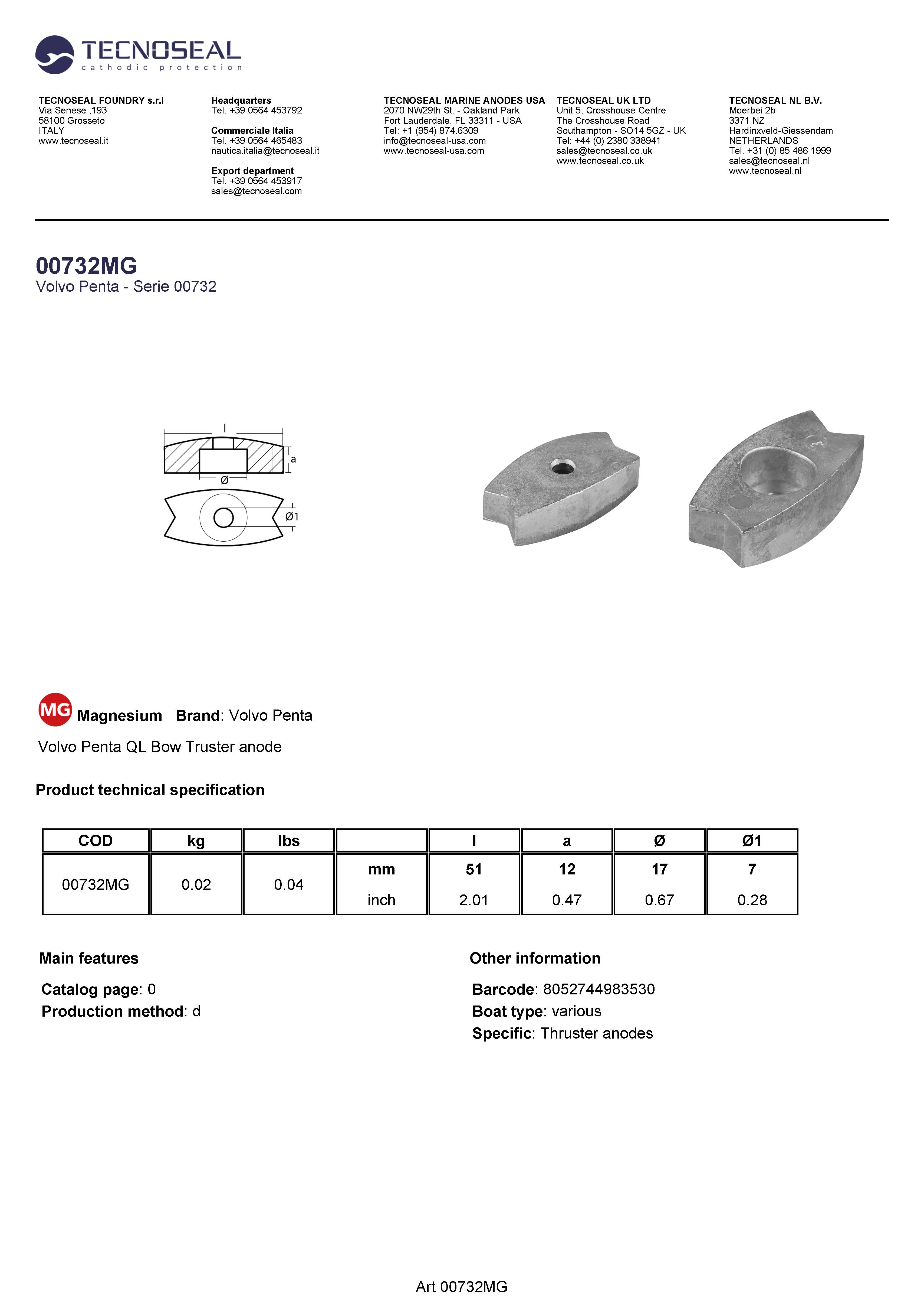 Volvo Penta plate for outdrive - 00732mg - 00732MG