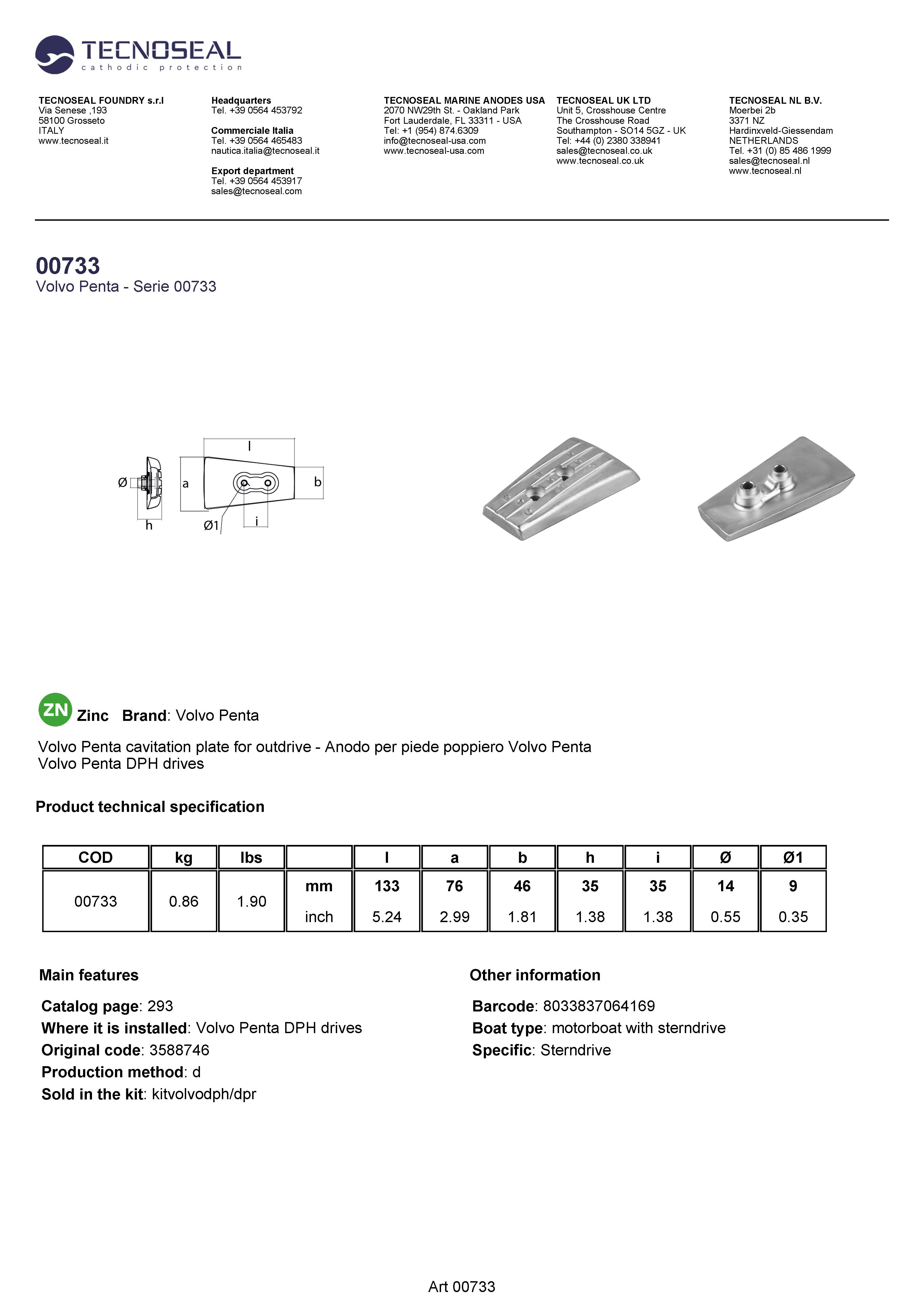 Volvo Penta Plate for outdrive DPH/DPR - 00733 - 00733