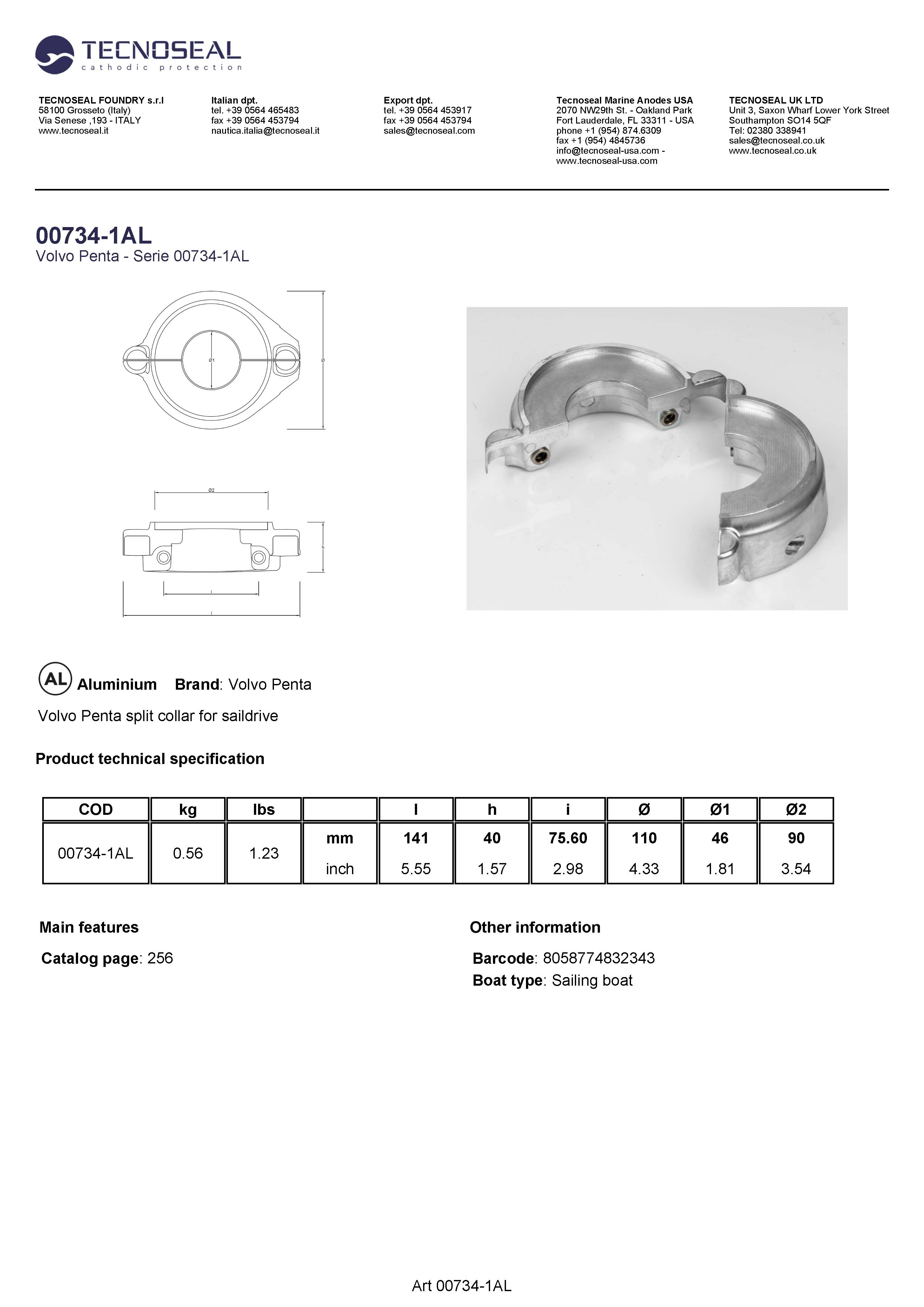 Volvo Penta split collar for saildrive - 00734 1al 1 - 00734-1AL