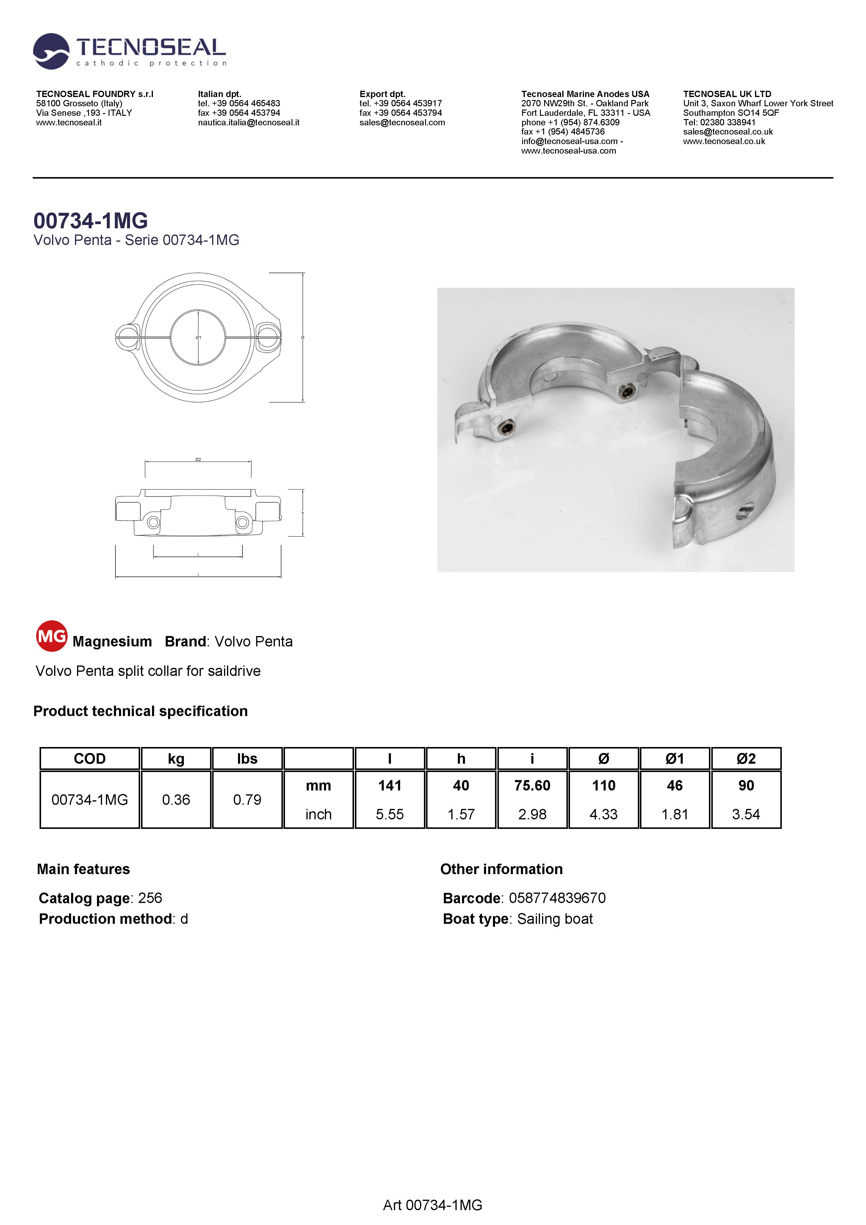 Volvo Penta Split Collar for Saildrive complete kit - 00734 1mg 1 - 00734-1CMG