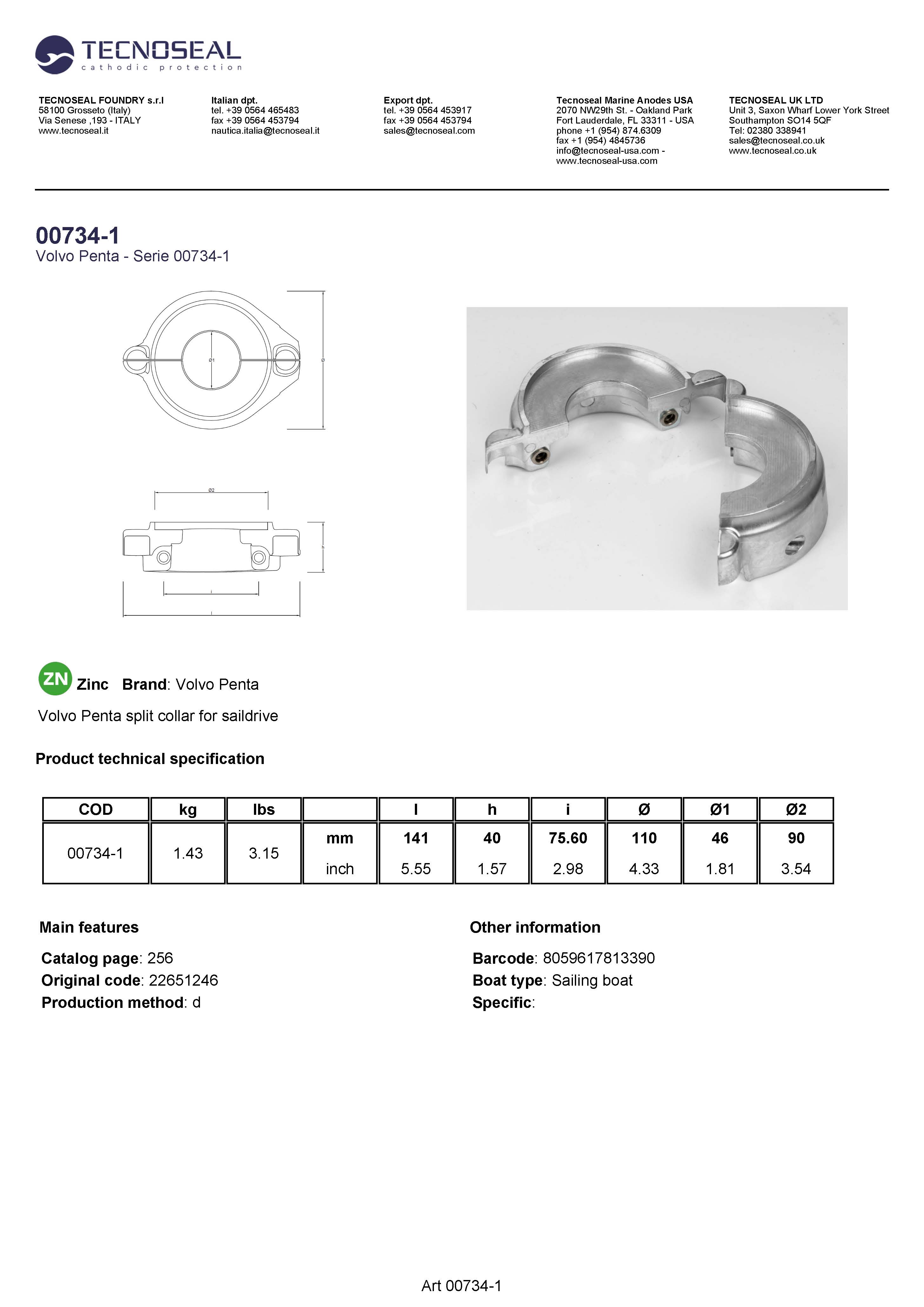 Volvo Penta Split Collar for Saildrive complete kit - 00734 4 - 00734-1C