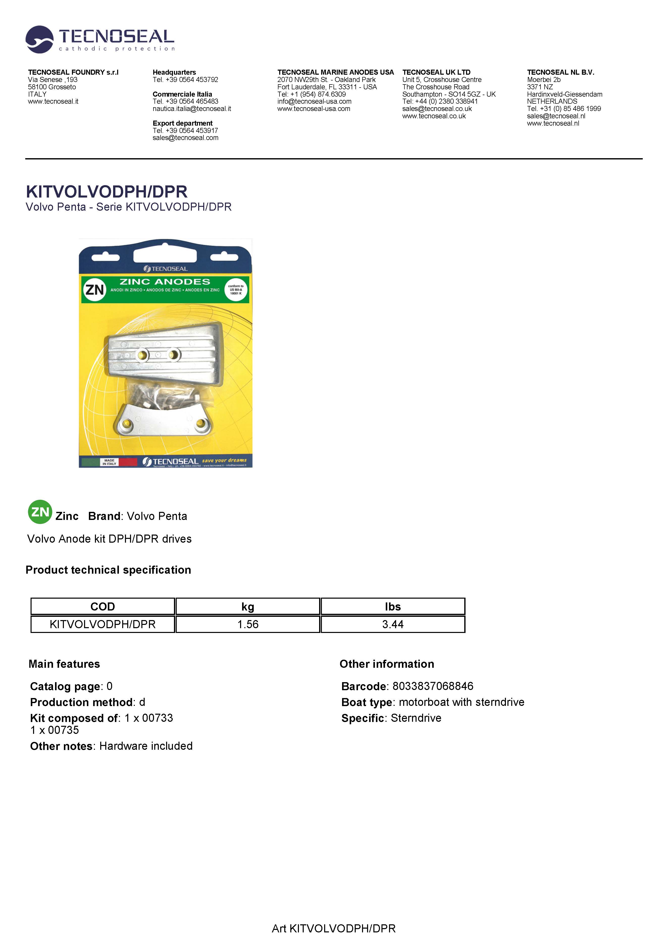 Volvo kit DPH/DPR in zinc with hardware - Kitvolvodphdpr 1 - KITVOLVODPH/DPR